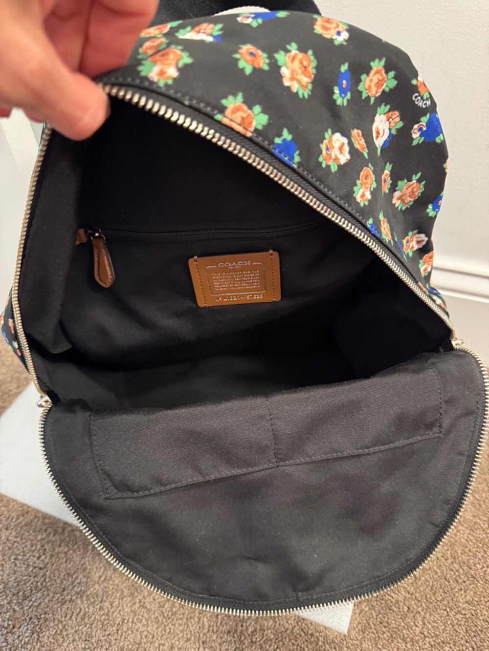 Coach Black Floral Backpack with Blue and Pink Accents - Picture 13 of 14